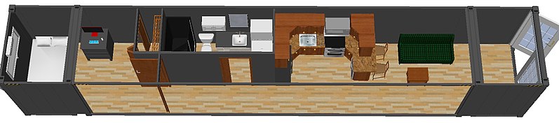 Design layout for 53-foot shipping container home.