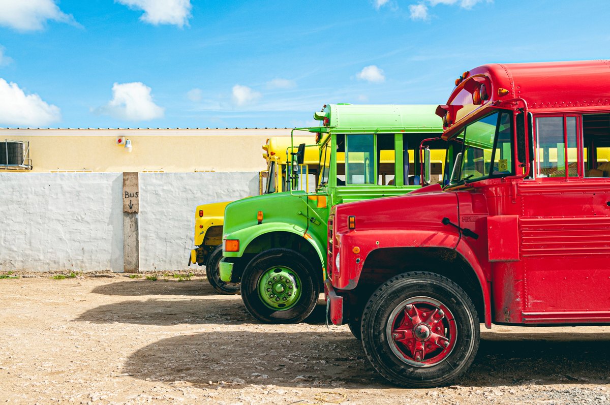 You might paint your converted school bus a bright color.
