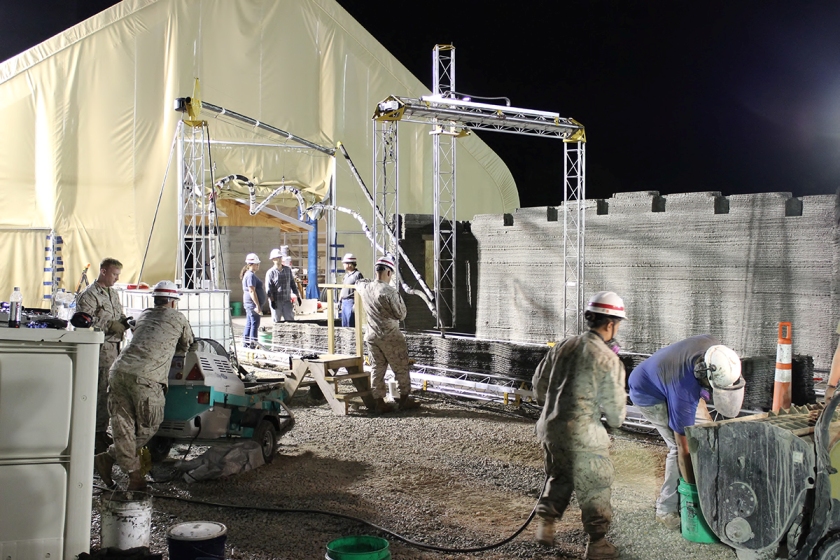 Marines use a 3D printer to build barracks.